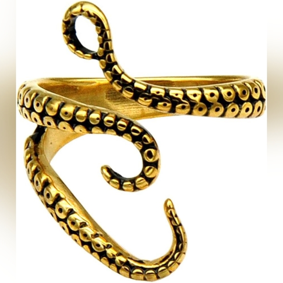 ChainsHouse Other - ChainsHouse Octopus Tentacles Stainless Steel Gold Ring NEW IN BOX US 7